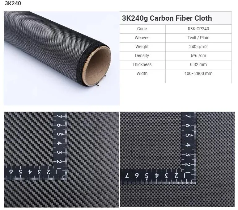 1K 3K 6K 12K Twill Plain Carbon Fiber Fabric Prepreg Ud Cloth