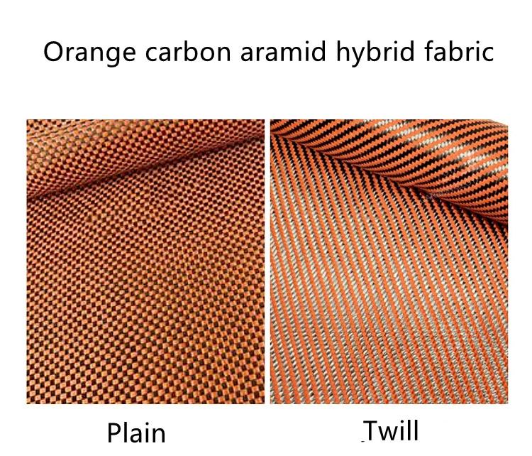 China Factory Cloth Hybrid Aramid Carbon Fiber Orange Fabric with a Cheap Price