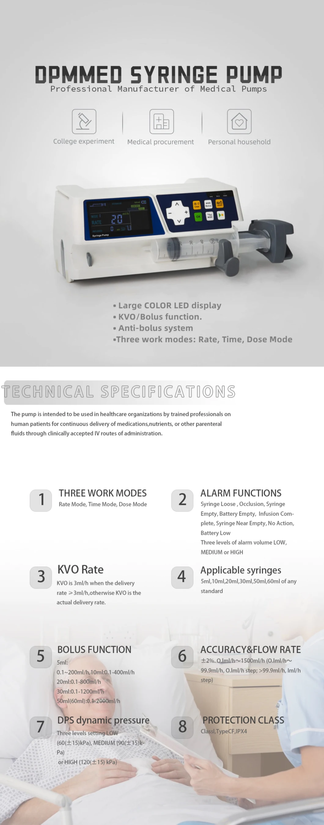 High Function Syringe Pump Metal and Plastic Micro Infusion Vacuum Syringe Pump