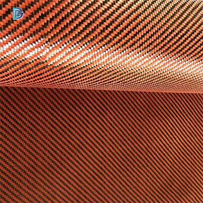 Китайская фабрика ткани гибридного арамидного углеродного волокна оранжевой ткани с дешевой ценой